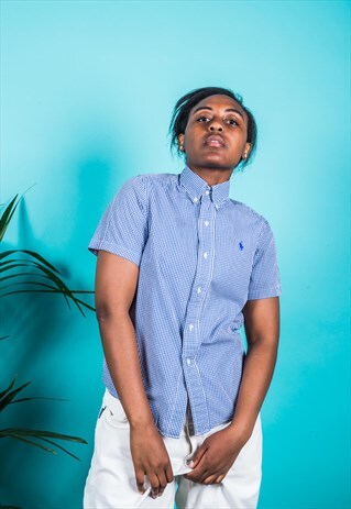 VINTAGE POLO RALPH LAUREN SHIRT IN BLUE CHECKS