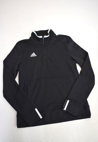 VINTAGE 90S ADIDAS BLACK POCKET 3/4 ZIP SWEATSHIRT