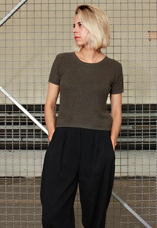 VINTAGE 80' BEAUTIFUL CUTE BRONSE SHORT KNITTED BLOUSE