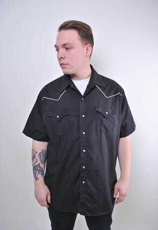 MEN BLACK SHORT SLEEVE HERITAGE COSTUME SHIRT