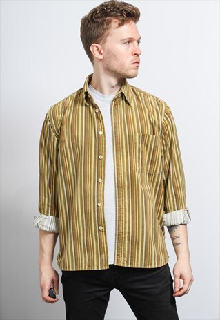VINTAGE CORDUROY CORD STRIPED SHIRT