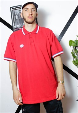 90s grunge y2k vintage ESSO workwear logo red poloshirt