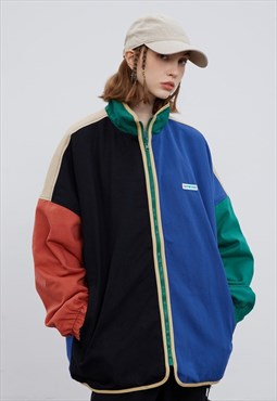 Color block jacket reversible varsity two sided bomber multi