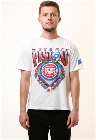 90S VINTAGE DETROIT PISTONS 1990 COTTON T-SHIRT 15053