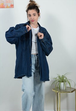Vintage 90s Padded Jacket Denim Shacket