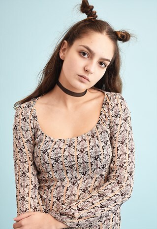 Y2K BOHO STYLE PARTY TEEN TIE UP SHEER TOP