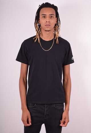 ADIDAS MENS VINTAGE T-SHIRT TOP LARGE BLACK 90S