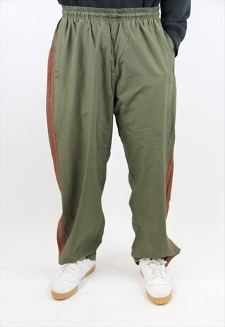 VINTAGE ADIDAS KHAKI SHELL TRACKSUIT BOTTOMS
