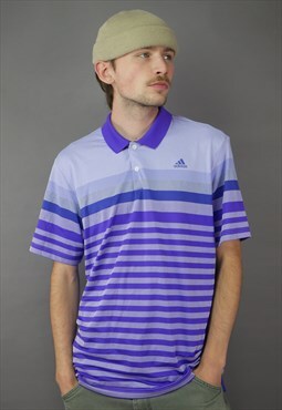 Vintage Adidas Polo Shirt in Purple with Embroidered Logo