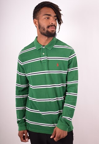 POLO RALPH LAUREN MENS VINTAGE POLO SHIRT XL GREEN 90S