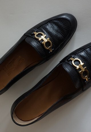 SALVATORE FERRAGAMO LOAFERS SNAKESKIN PATTERN 37.5