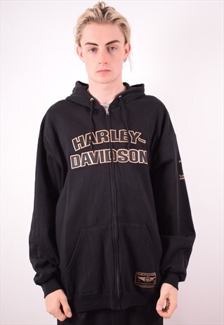 HARLEY DAVIDSON MENS VINTAGE HOODIE SWEATER XL BLACK 90S