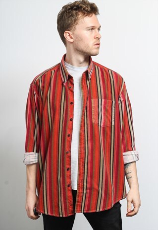 VINTAGE CORDUROY CORD STRIPED SHIRT