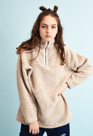 90'S RETRO NEUTRAL ATHLEISURE FLEECE SWEATSHIRT JUMPER