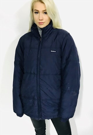 VINTAGE REEBOK JACKET PADDED COAT WINTER OVERSIZED L NAVY