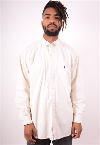 RALPH LAUREN MENS VINTAGE SHIRT LARGE WHITE 90S
