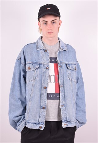 CASUCCI MENS VINTAGE DENIM JACKET XXL BLUE 90'S