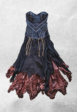 vintage whimsy goth dark bustier long dress