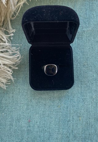 STAINLESS STEEL SILVER SIGNET RING