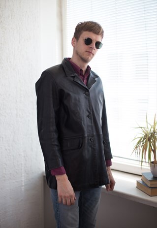 VINTAGE 90'S SOFT LEATHER JACKET IN BLACK
