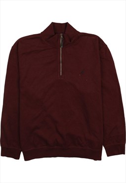 Vintage 90's Nautica Jumper / Sweater Quater Zip Burgundy