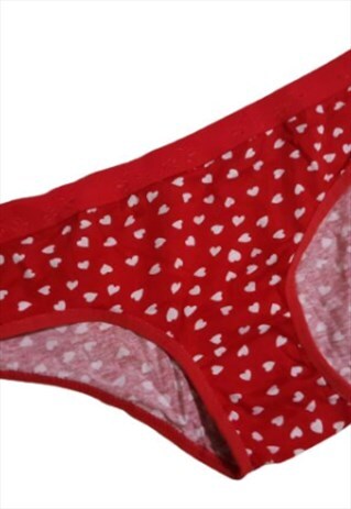 COTTON FULL BUM RED HEART PRINT BRIEF SEXY KNICKER HOT UNDIE