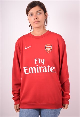 NIKE WOMENS VINTAGE ARSENAL SWEATSHIRT JUMPER SMALL RED 90S