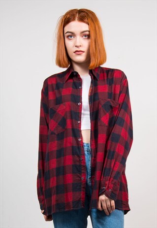 VINTAGE 90'S RED GRUNGE FLANNEL SHIRT