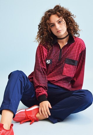 90'S RETRO ABSTRACT PATTERN SPORTS ATHLEISURE JUMPER