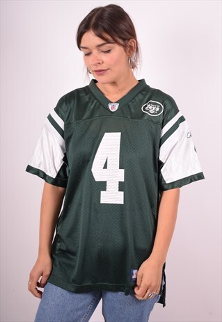 NFL WOMENS VINTAGE NY JETS JERSEY T-SHIRT TOP XL GREEN 90S