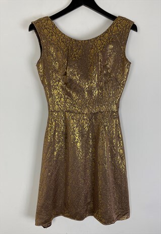GOLD BROWN MINI FLORAL DRESS PARTY