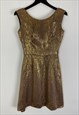 Gold Brown Mini Floral Dress Party
