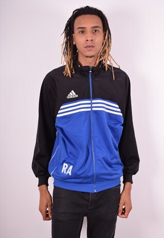 ADIDAS MENS VINTAGE TRACKSUIT TOP JACKET LARGE BLUE 90S