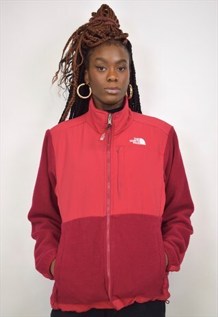 VINTAGE 90S NORTH FACE RED PANEL FLEECE JACKET