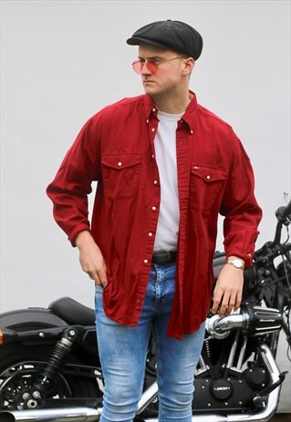 TOMMY HILFIGER USA LUST RED HEAVYWEIGHT VINTAGE SHIRT