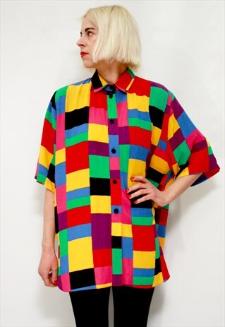 VINTAGE 80' AMAZING BEAUTIFUL COLORFUL UNISEX LONG SHIRT