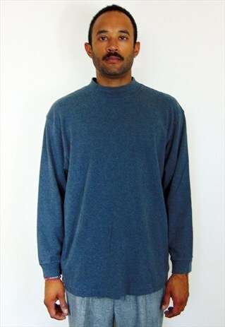 90S MINIMALIST SPORTWEAR MOCK TURTLE NECK GREY TEE XL