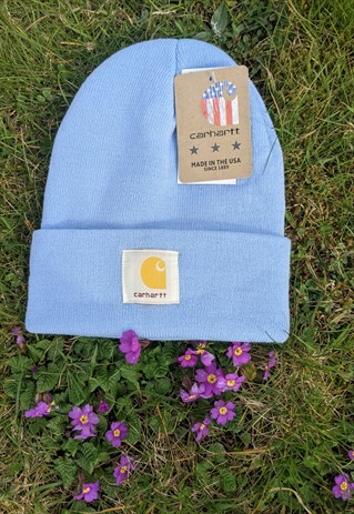 NEW CARHARTT RIBBED KNIT BABY BLUE BEANIE HAT