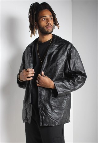 VINTAGE 90'S LEATHER JACKET BLACK