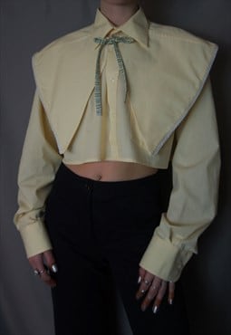 Yellow shirt with oversized collar