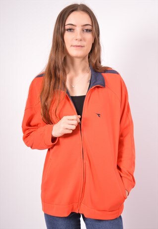 VINTAGE DIADORA TRACKSUIT TOP JACKET ORANGE