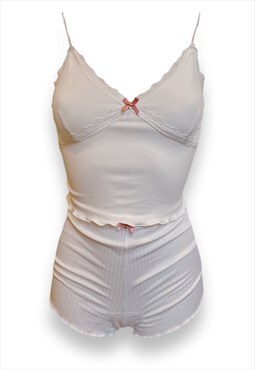 White Ribbed Nightwear Set
