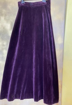 Purple Velvet Parisian 80's Maxi Skirt Fully Lined Small Y2K