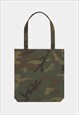54 FLORAL CAMOUFLAGE COTTON SHOULDER TOTE BAG - GREEN