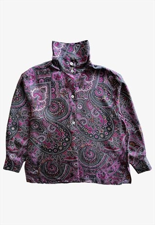 VINTAGE 80S WOMEN'S BRAMANTE PAISLEY PRINT SHIRT