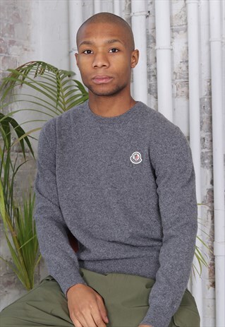 VINTAGE MONCLER LOGO KNIT JUMPER GREY