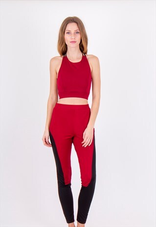 RED CRISS CROSS BACK SPORT CROP TOP