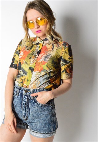 VINTAGE 70S RETRO PARIS PRINT SHIRT