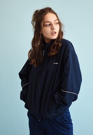 90'S RETRO ATHLEISURE SLOUCHY NAVY BOMBER JACKET