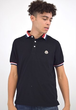 VINTAGE 90S MONCLER BLACK POLO TEE